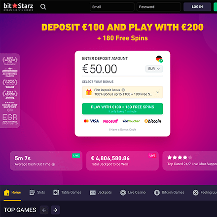 Bitstarz desktop screenshot