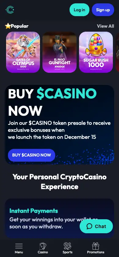 Crypto Casino desktop screenshot
